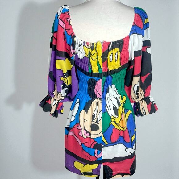 Unique VTG Handmade Dress S Minnie Mickey Mouse Donald Duck Puff Sleeve Retro - Picture 3 of 9